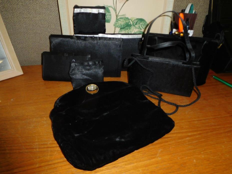Lot of Black Purses and Clutches-Vintage and Modern