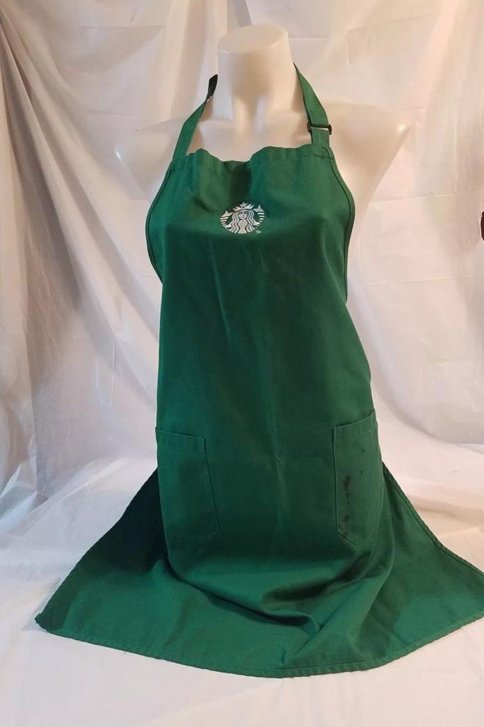 STARBUCKS COFFEE  BARISTA GREEN APRON WITH THE NEW  LOGO WITH POCKETS #10E