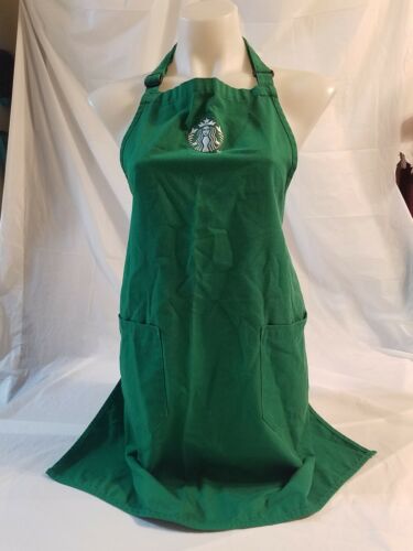 STARBUCKS COFFEE  BARISTA GREEN APRON WITH THE NEW  LOGO WITH POCKETS #10G