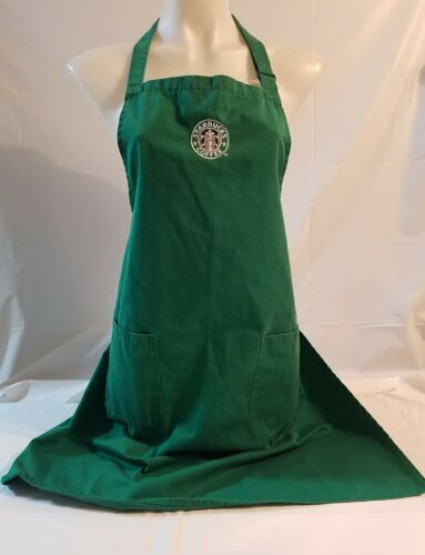 STARBUCKS COFFEE  BARISTA GREEN APRON WITH THE OLD  LOGO WITH POCKETS #10C