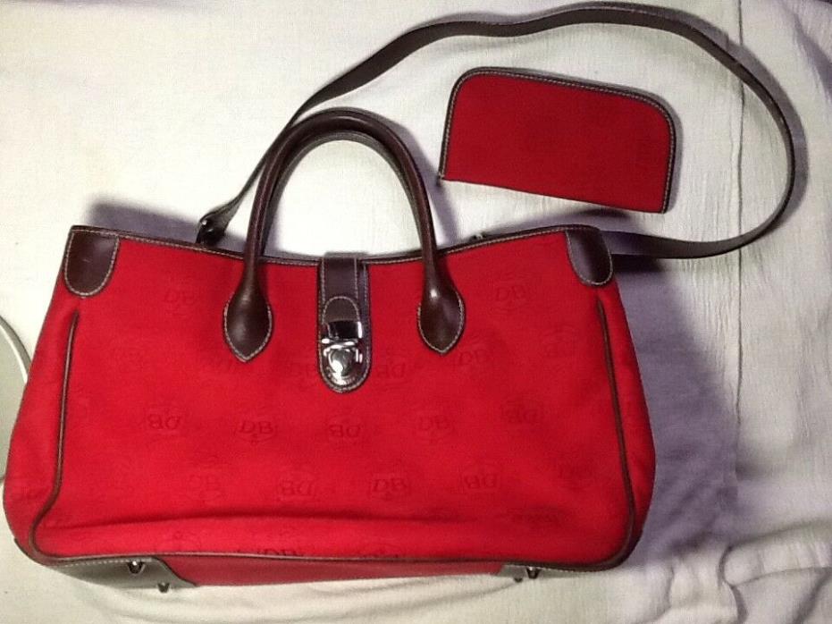 Dooney&bourke red large canvas tote/keychain/eyeglass case lot of 3
