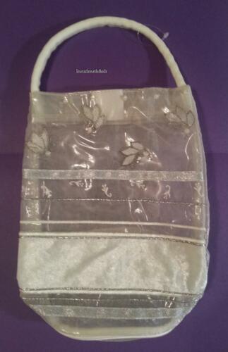 Bath & Body Works Silver & Cream Embroidered & Beaded Tote Bag