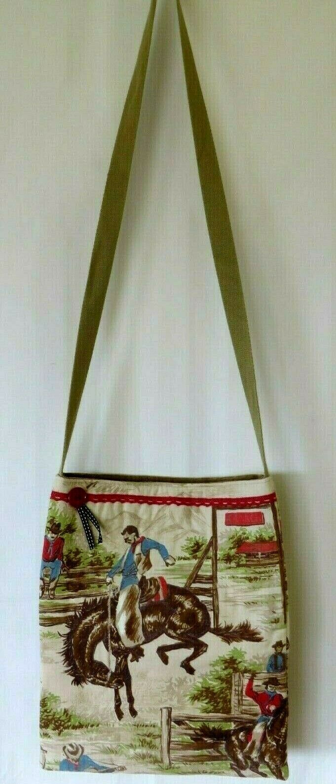 Handcrafted Purse Tote Bag Western Cowboy Horse Rodeo Saddle Bronc #0107