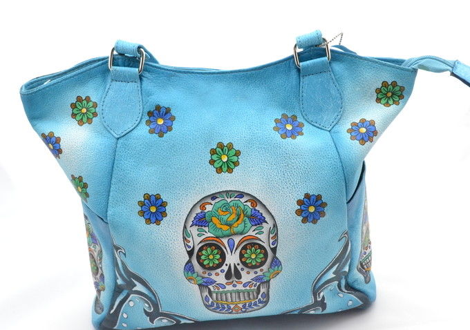 Women's Fashion Sugar Skull High Quality Leather Handbag Ladies