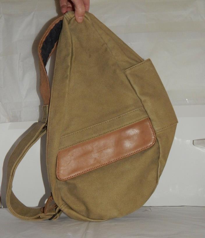 LL Bean Shoulder Bag Olive Canvas Leather   Clean Style # 0ALX9