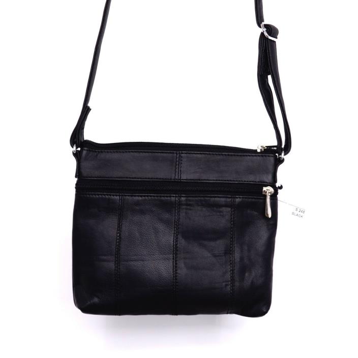 WOMEN'S LEATHER CROSS BODY BAGS ZIPPER COMPARTMENT
