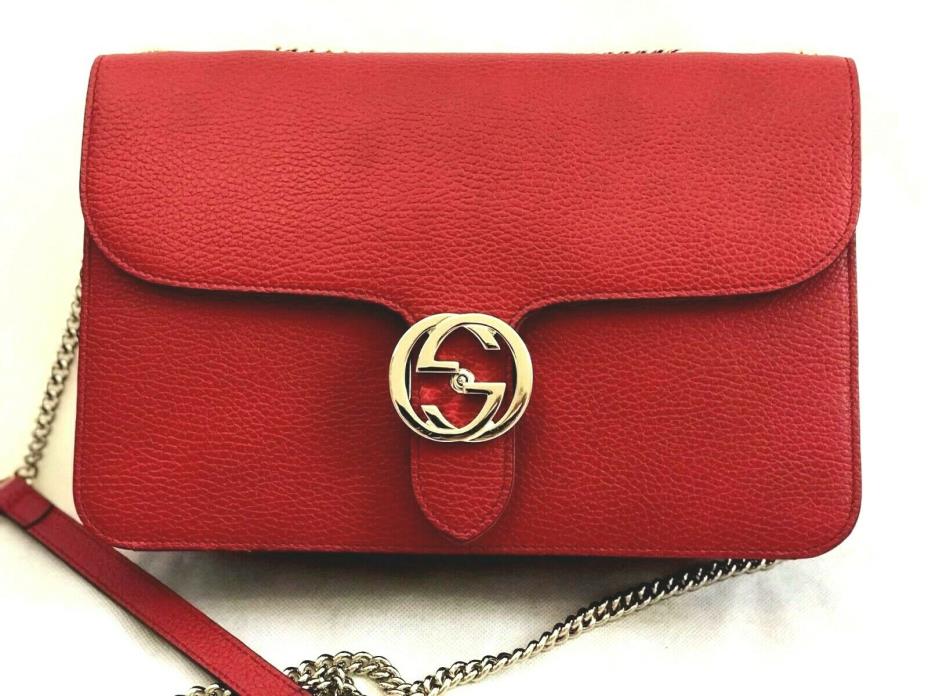 GUCCI RED NEW 100% Authentic Leather Shoulder Bag 51303, USA Seller