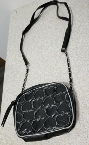 Black Crossbody Purse black purse with hearts black handbag 90s 2000s Y2K purse