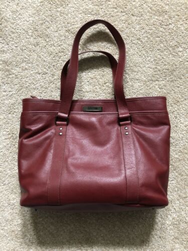 Kenneth Cole Reaction Red Leather Laptop Tote Bag