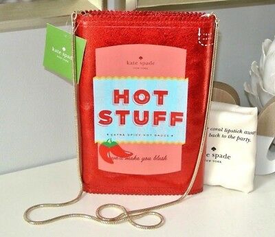 NWT Kate Spade Hot Stuff Crossbody Hot Sauce pack Extra Spicy Novelty bag Red