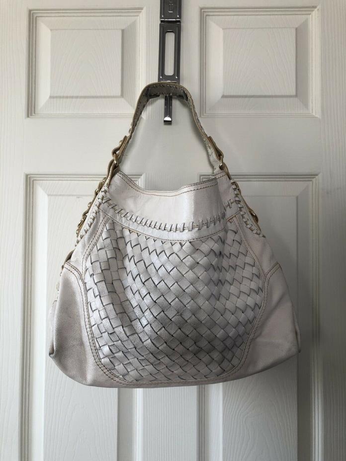 Steve Madden Ivory Real Leather bag with Basket Weave Detailing