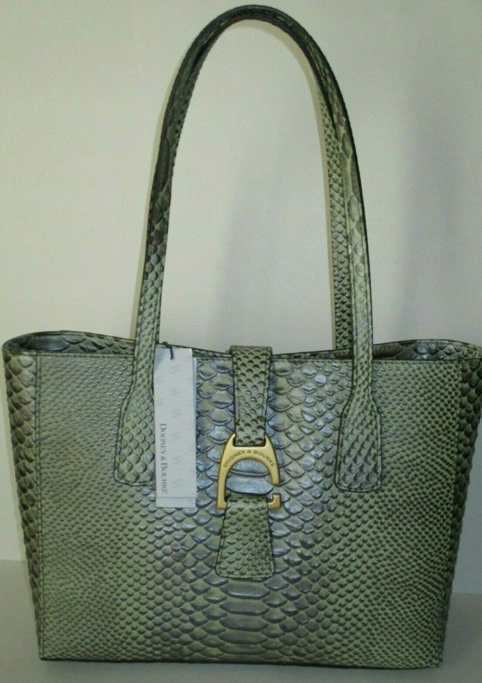 NWT DOONEY & BOURKE Small Shannon Tote Bag in Metal Green Leather