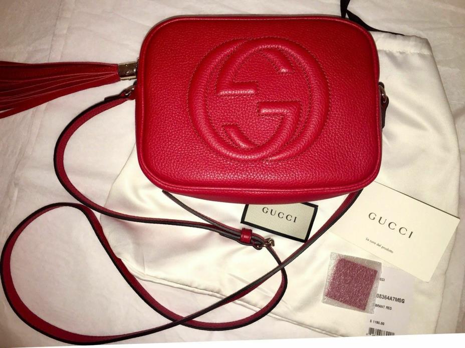 1000% AUTH NWT GUCCI SOHO DISCO CROSSBODY RED LEATHER BAG