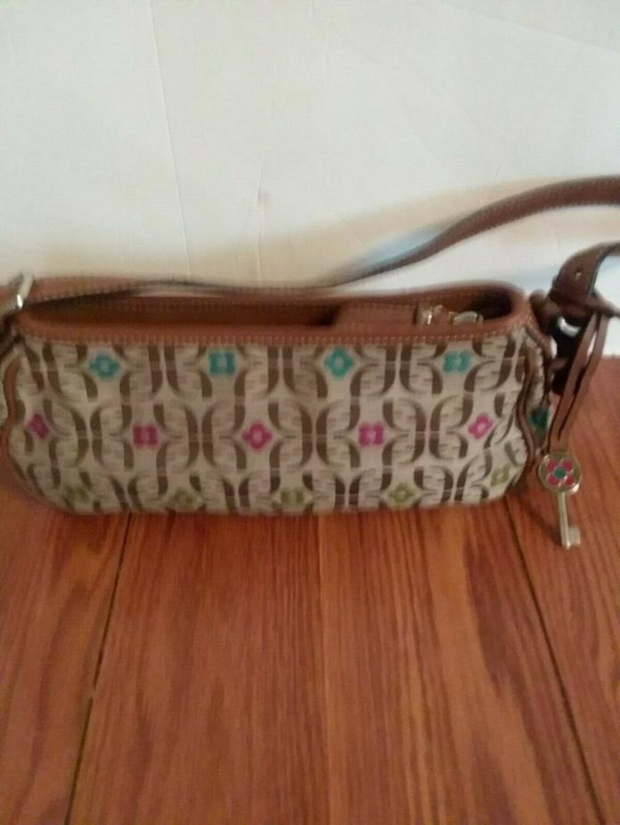 Fossil Woman Hand bag Brown Leather with Key Holder cross body strap