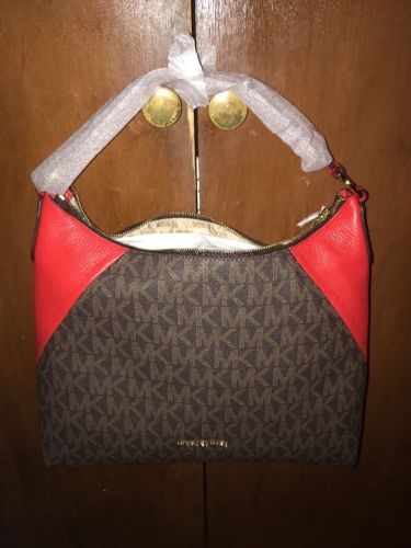 MICHAEL KORS ARIA SIGNATURE MD TZ HANDBAG  (DK Sangria)