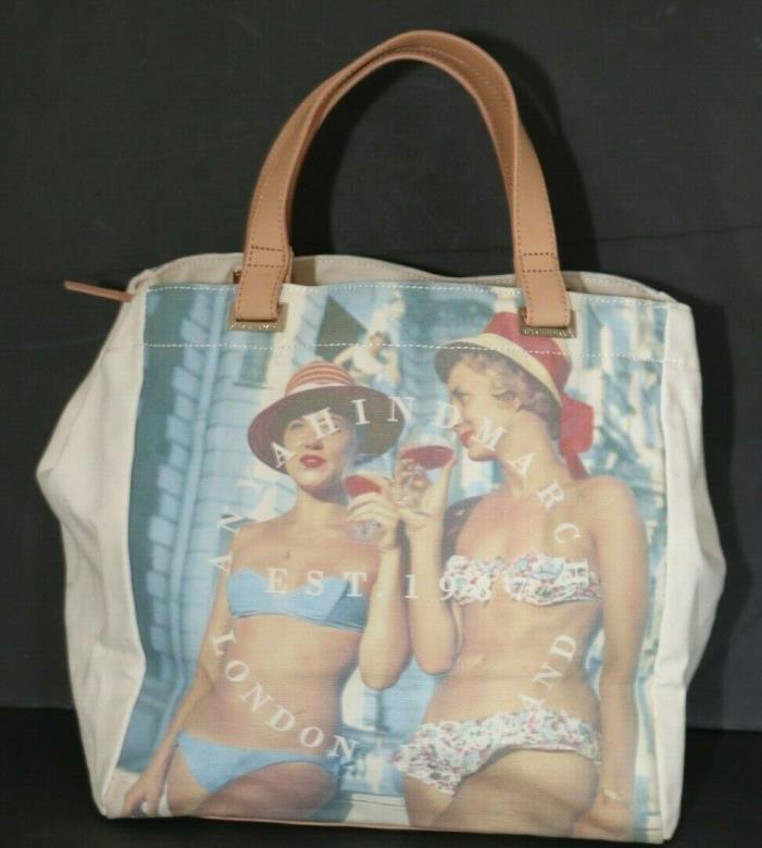 Anya Hindmarch Canvas Shopper Tote Bag 2 Woman Vintage Bikini est. 1987