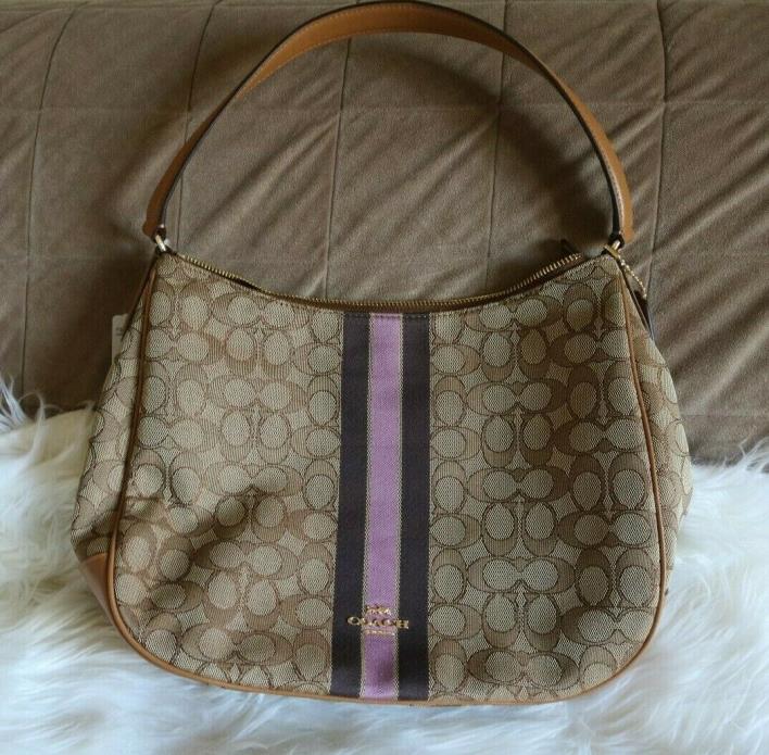 NWT COACH (F39042) ZIP SHOULDER BAG IN SIGNATURE JACQUARD WITH STRIPE