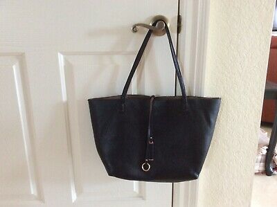 Black & Taupe Reversible X Large O/S Tote Shoulder Bag Shopper, Vegan Leather