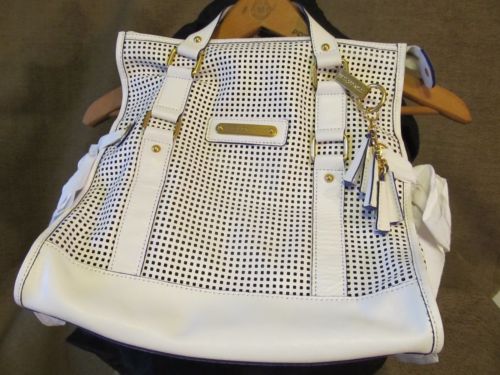 Juicy Couture Shoulder Bag/Handbag- Perforated White And Royal Blue Tote Purse
