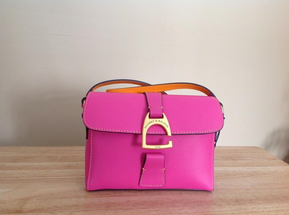 Dooney & Bourke Emerson Kyra French Leather Shoulder Bag Fuchsia Pink Gold NWT