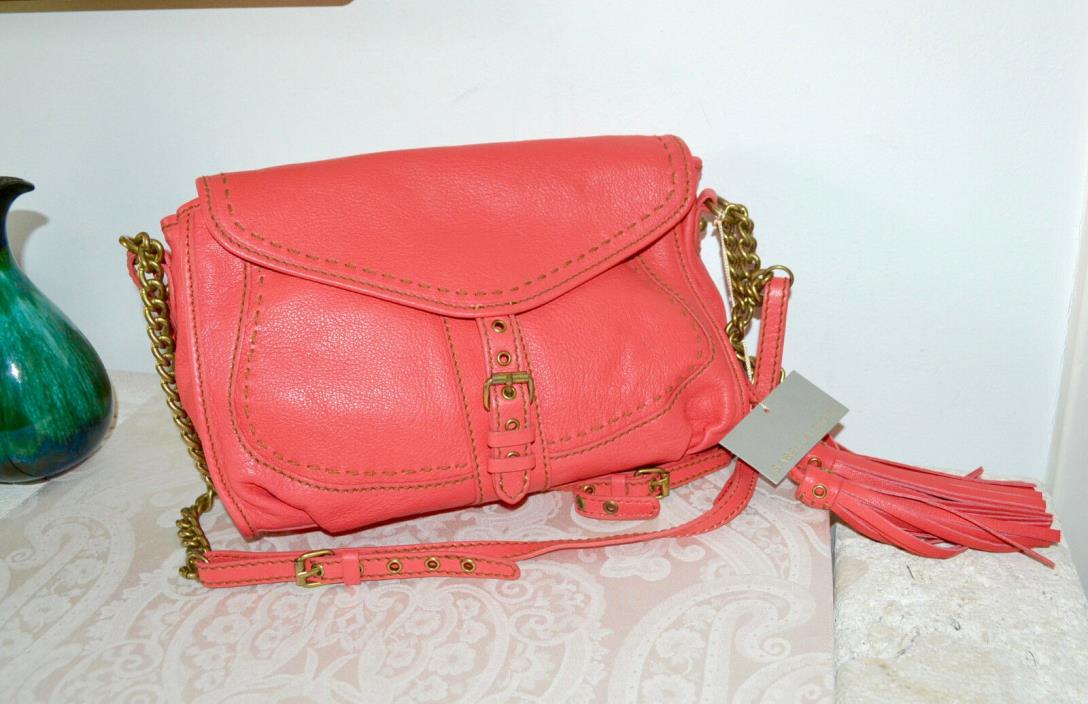 NWT $295 ISABELLA FIORE Heritage Lt. Coral Leather Shoulder Baguette Crossbody