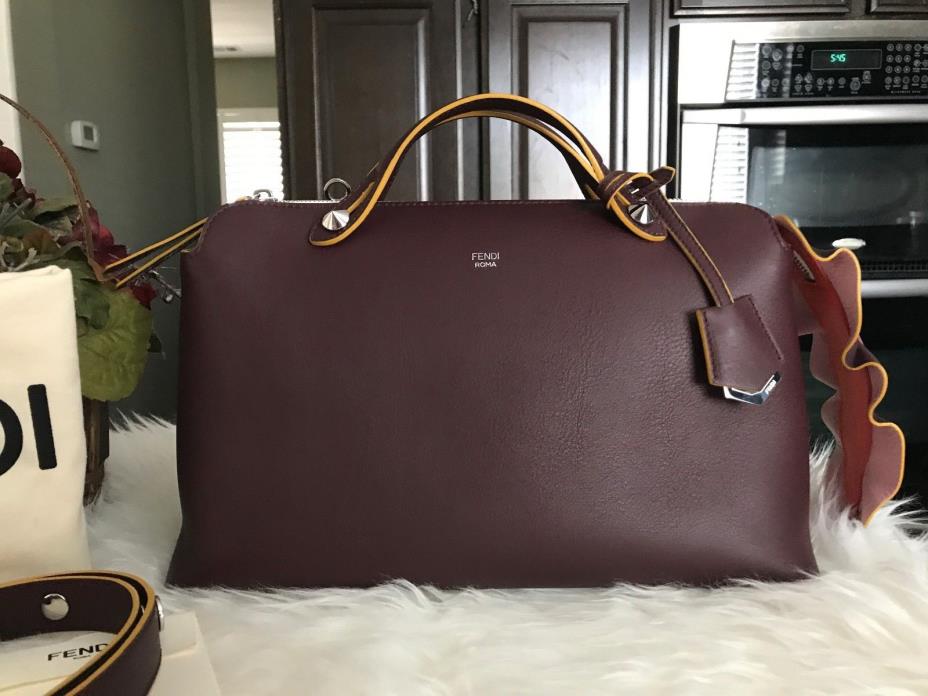 100% AUTH NEW FENDI LARGE BY THE WAY BORDEAUX BOSTON BAG