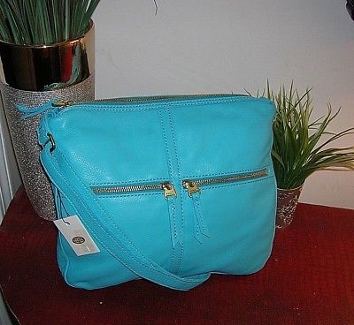 Fossil Erin Blue Leather Crossbody/Messenger Bag new