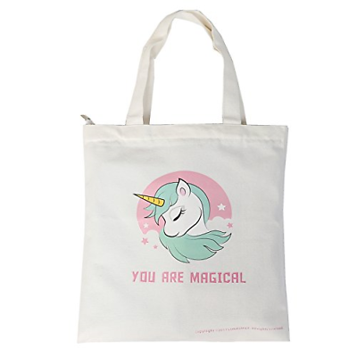 Natural Cotton Heavy Canvas Unicorn Tote Bag 16 Oz-Reusable Unicorn shopping Bag