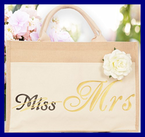 Bride Bag Miss To Mrs Tribe Tote Jumbo Heavy Canvas Wedding Reusable 100% WHITE