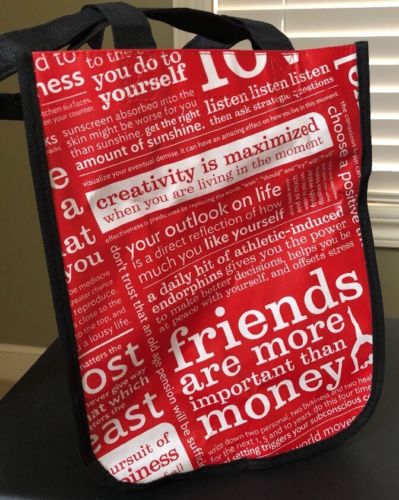 Lululemon Small Red Manifesto Reusable Tote Bag Open Top w/ No Snap