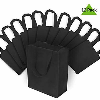 8x4x10" Reusable Grocery Bags 12 Pcs. Medium-Small Black Tote Bags, Shopping