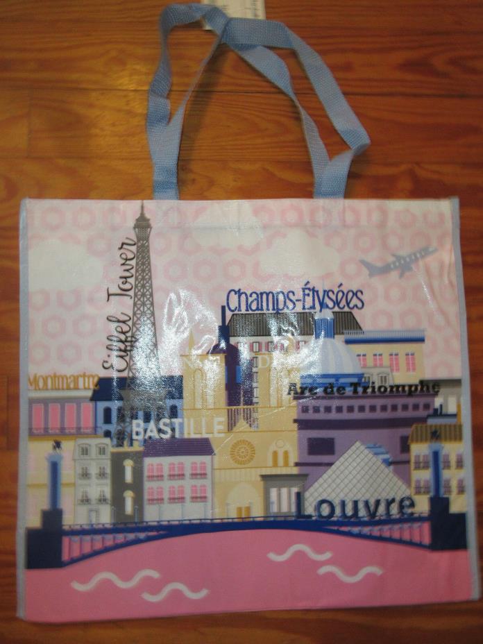 TJMaxx Marshalls Reusable Shopping Tote Gift Bag Paris Eiffel Tower Louvre NEW