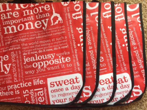 LOT/5 LARGE Lululemon Reusable Shopping Bags - Manifesto Red English
