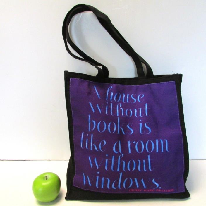 Barnes & Noble Punctuate Book Bag 100% Cotton Black Heavyweight Tote Quotations