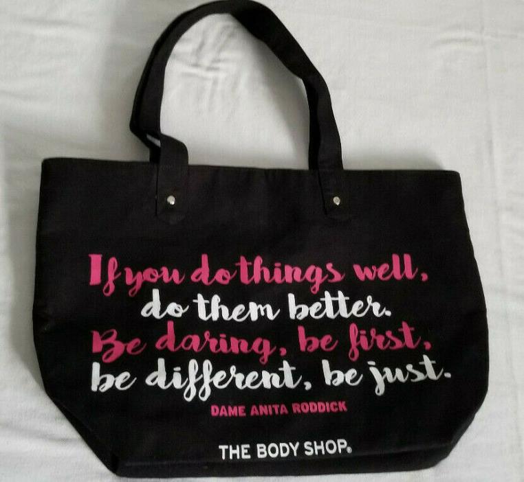 The Body Shop Reusable Large TOTE BAG w/ Roddick Quote 