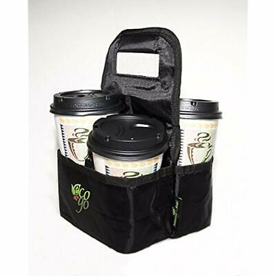 Eco Lunch Bags On The Go REUSABLE INSULATED TRAVEL COFFEE And DRINK Tote (Black)