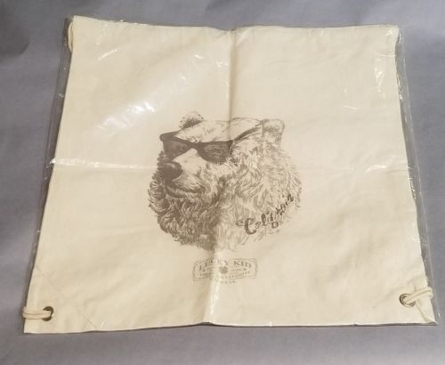 Lucky Kid Eyewear California Bear Canvas Tote / Drawstring Bag, New in Package