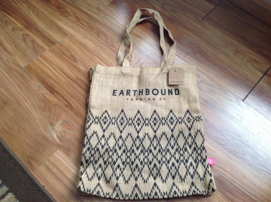Earthbound Trading Co. Burlap Tote Bag NWT