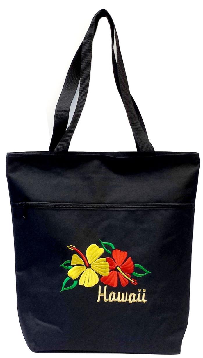 Hawaii Spirit Hibiscus Flower Embroidery EcoBag Shopping Travel Handbag Tote