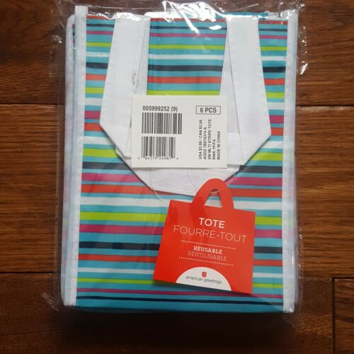 Wholesale Lot Of 6 Small Reusable Tote Bags Stripe