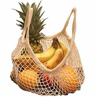 Natural Reusable Grocery Bags Cotton String (3, Short Handle) Kitchen 