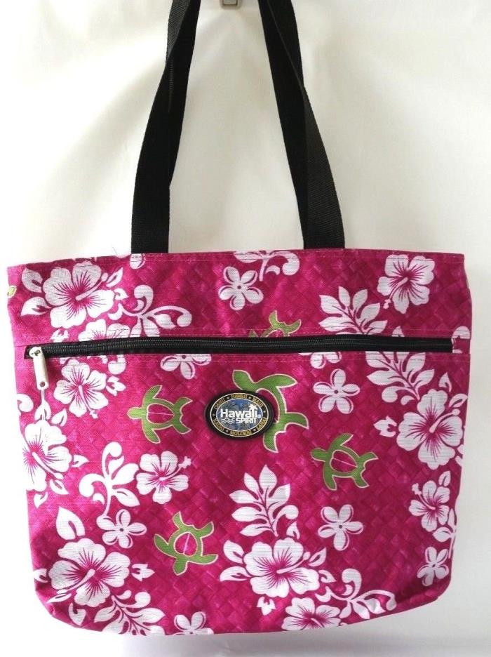Hawaii Spirit Pink Handbag Purse Travel Tote Bag Flower/Turtle Prints Medium New
