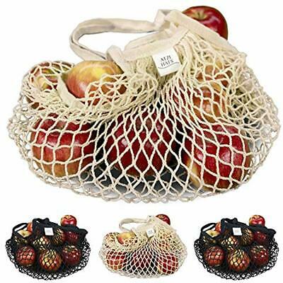 Reusable Grocery Bags Shopping Set Of 4 Cotton Produce Net Mesh Tote Kitchen