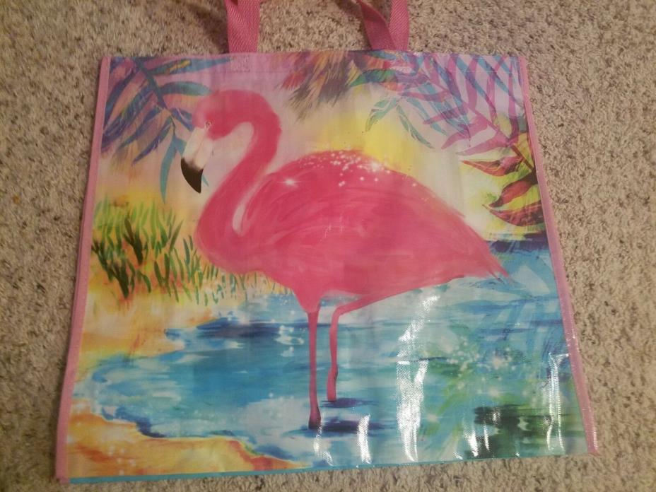 Flamingo  Reusable Bag Shopper Tote Grocery Bag XL Pink