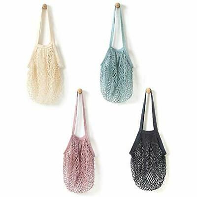 Mesh Reusable Grocery Bags String Shopping Cotton Net 4 Pack Fruit Storage Tote
