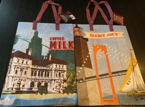 2 Rhode Island Trader Joe's reusable Shopping grocery Tote ECO bags NEW ??