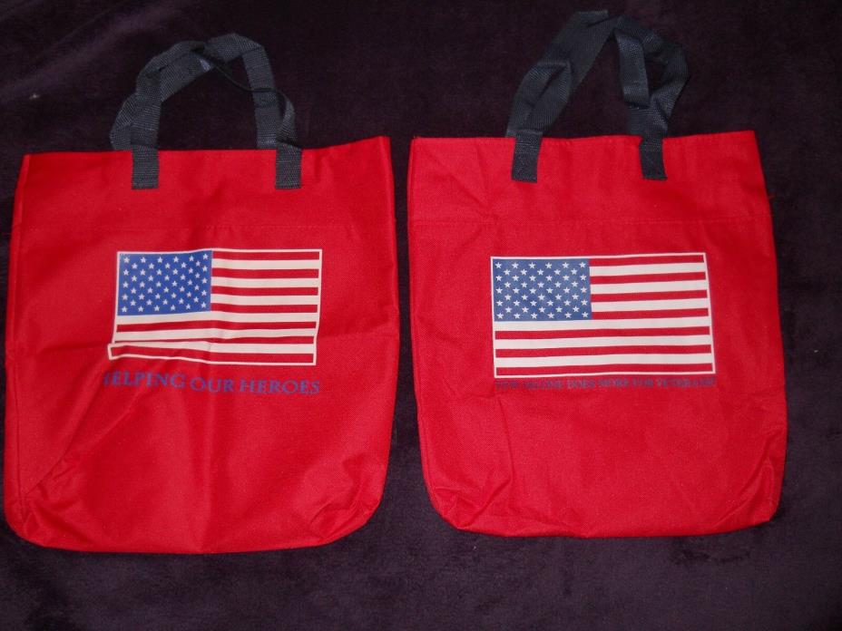 NEW ~  VFW  Red Canvas Tote Bag US Flag  ~ Shopper Beach Gym ~