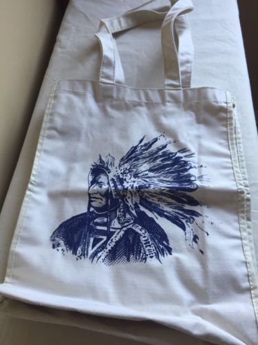Vintage Indigo Native American Design Canvas Tote Bag Reusable Shopping