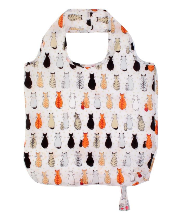 Ulster Weavers Cats In Waiting Roll-Up Tote Bag Shopper WHITE NEW! FREE Ship!