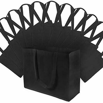 16x6x12" Pcs. Large Black Reusable Grocery Bags, Shopping With Handles, Gift